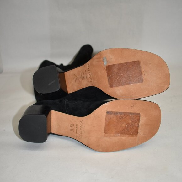 $650 VINCE Maggie Suede Tall Boots SUEDE BLOCK SQUARE BLACK 6 (MF27) - Picture 7 of 8